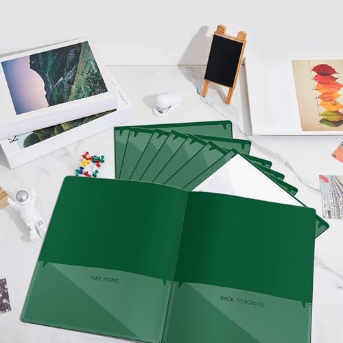 Henoyso 48 Pcs Plastic Take Home Folders with 2 Pockets Parent Teacher Classroom Communication Homework Folder for Students Parent Teacher Connector(Dark Green) - color: Dark Green