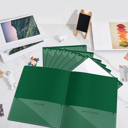 Henoyso 48 Pcs Plastic Take Home Folders with 2 Pockets Parent Teacher Classroom Communication Homework Folder for Students Parent Teacher Connector(Dark Green) - color: Dark Green