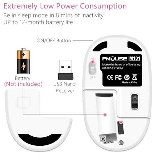 JUHOO Wireless Mouse with Nano Receiver for PC, Laptop, Notebook, Computer, MacBook, Less Noise, Portable Mobile Optical Mice - style: Rabbit & Girl