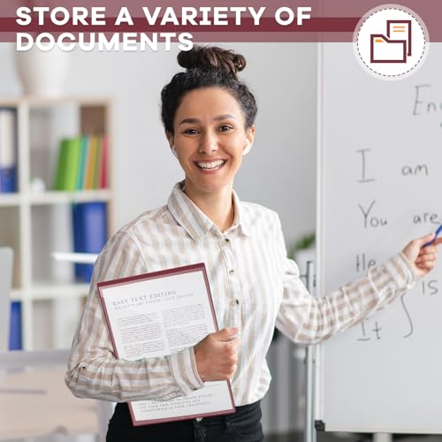 Henoyso 12 Pcs School and Home 2 Pocket Folders with 4 Clear Inner Pockets Plastic Heavy Duty Homework Folders Parent Teacher Communication for Student Home Office Classroom,11 x 9 Inch (Dark Red) - color: Dark Red
