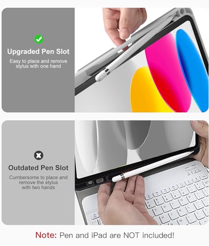 Hamile Keyboard Case for iPad 11th 10th Generation - 7 Colors Backlit Wireless Detachable Folio Keyboard Cover with Pencil Holder for iPad 11-inch A16 2025 10th Gen 10.9 Inch 2022 (Gray) - color: Gray