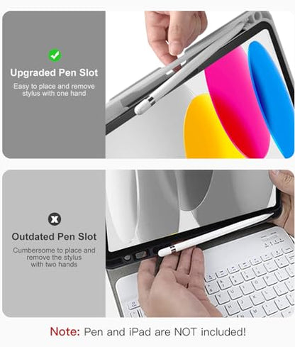 Hamile Keyboard Case for iPad 11th 10th Generation - 7 Colors Backlit Wireless Detachable Folio Keyboard Cover with Pencil Holder for iPad 11-inch A16 2025 10th Gen 10.9 Inch 2022 (Gray) - color: Gray