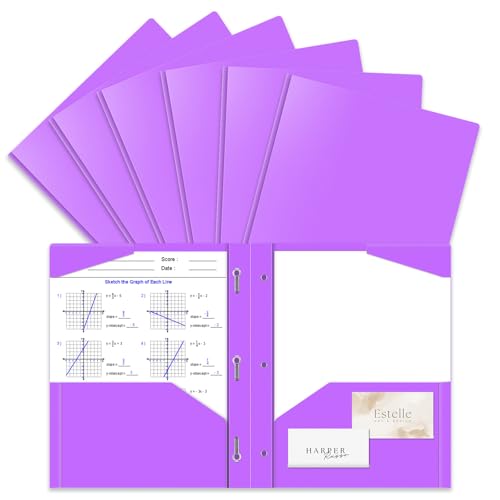 Briartw 6-Pack Purple Plastic Pocket Folders with Prongs, Letter Size for Creative Students, Art, Music, Theater, Gifted Programs, and Unique Organization - color: Purple