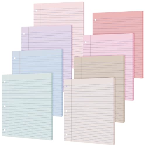 PerKoop 400 Sheets Colored Loose Leaf Paper 8.5" x 11" college ruled Lined 3 Hole Punched notebook Filler Paper for 3 Ring Binders Office School Supplies (Gentle Colors) - color: Gentle Colors