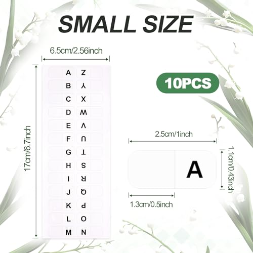 A-Z 26 White Letters Tabs Sticky Alphabet Tabs, 260 Pcs Self Adhesive Page Tabs Alphabetical Tabs Indexes for Books, Dictionary, Notes, File (10 Sheets) - color: White