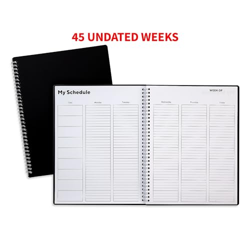 TRU RED Academic Weekly Teacher Planner, 8.5 x 11 Inch, Lesson Planning & Scheduling Layout, Black, Undated School Planner, 3 Pack - style: 3 Pack