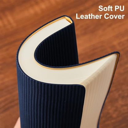 Lined Journal Notebook for Work College Ruled Notebook 5.79" x 8.27" A5 PU Leather Daily Journaling Notebook 216 Pages for Women Men Daily Writing Business School Travel Gift (Dark Blue) - color: 04-Dark Blue-1pack, style: A5 Lined 216pages