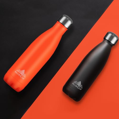Mont-Clair Stainless Steel Water Bottle, Vacuum insulated - BPA Free, 12h Hot & 24h Cold Drinks, Metal Water Bottle 17 oz Leakproof, Ideal for Adult, Kids, Running - Orange - color: Orange, style: 17 Ounces