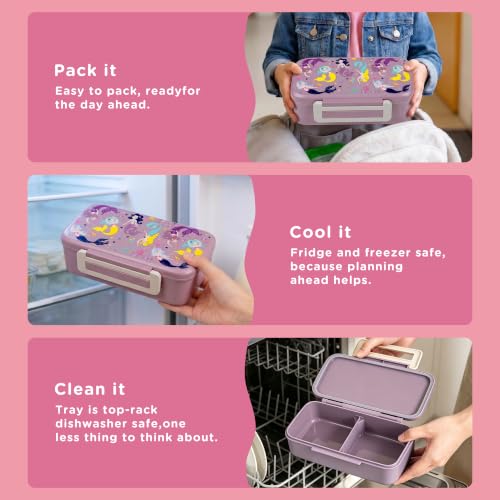 JXXM Lunch Box for Kids With 8oz Soup Thermo, Leak-proof Lunch Container with 2 Compartments, Thermo Food Jar Food Containers for Back to School Girls Boys (Purple Mermaid) - color: Purple Mermaid
