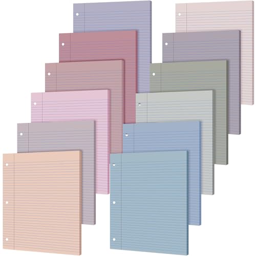 PerKoop 600 Sheets Colored Loose Leaf Paper 8.5" x 11" college ruled Lined 3 Hole Punched notebook Filler Paper for 3 Ring Binders Office School Supplies (Sweet Color) - color: Sweet Color