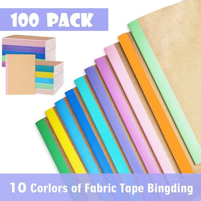 100 Pack A5 Colorful Ruled Lined Mini Notebook Journals Bulk, Soft Cover Kraft Composition Notepad Memo Cuadernos for Girls, Students, Traveler, Note Taking, School Supplies | soft cover kraft mini notebooks for students, girls, travelers, school supplies