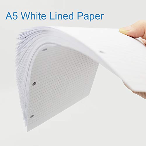 (3-Pack) A5 Filler Paper, 3 Hole Planner Refills, Organizer, Loose-leaf Binder Paper, Total 300 Sheets/600 Pages, Lined, 100gsm, White, 5.8 x 8.2 Inch, 3 Hole Filler Paper, Mini Binder Refill Inserts - size: 300 Sheets