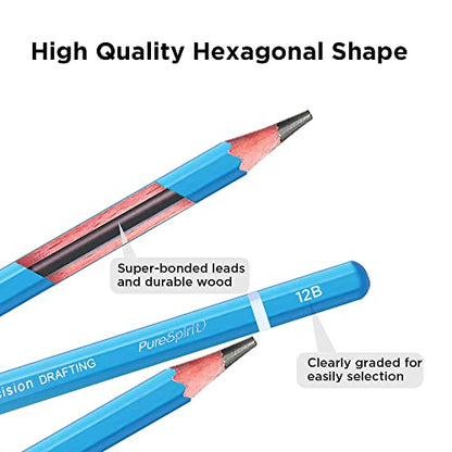 Sketch Pencils for Drawing 12B, 12pcs Softest and Darkest Professional Graphite Pencils, Art Drawing Pencils for Shading for Artists & Beginners - style: 12B 12pcs