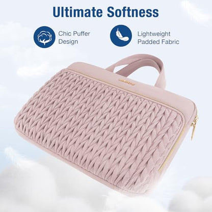 MOSISO Laptop Case 13.3 inch, 13-13.3 inch Laptop Sleeve Compatible with MacBook Neo/Air 13.6 M5 M4 M3 M2 M1/Pro 13/14, HP Dell Lenovo ASUS, Wheat Ear Quilted Carrying Bag with Handle&Pocket, Pink - color: Pink, size: 13.3 inch