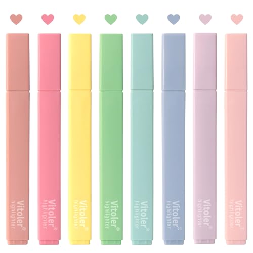 Bible Highlighters,Assorted Colors, Chisel Tip 8 pack, Cute Pastel No Bleed Highlighters for bible study,Journaling Planner Notes Supplies - color: Pastel Colour