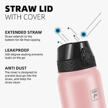Fanhaw 20 Oz Kids Insulated Stainless Steel Water Bottle with Straw Lid, Leakproof & Anti-Dust Everyday Use Bottle for School, Women & Men, Back to School Essentials (Pink) - color: Pink, style: 20 Ounces
