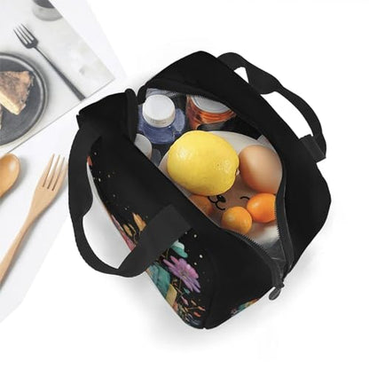 Lunch Bag Books Flower Botanical Insulated Lunch Box Reusable Cooler Tote for Adults Student Girl Boy Work Office School Picnic Over 3 Years Old - color: B0385