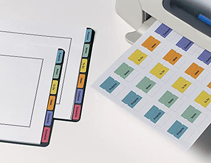 Avery Printable Self-Adhesive Plastic Tabs, 1-1/4", Repositionable Adhesive, Assorted Colors, Pack of 96 (16281)