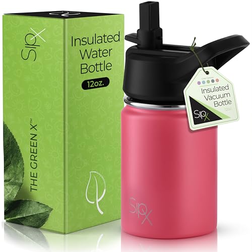 SIPX™ 12 oz Insulated Water Bottle with Straw Lid – Leakproof Stainless Steel, BPA-Free, Easy to Carry – Perfect for School, Camp, Sports & Travel – Red - color: Red