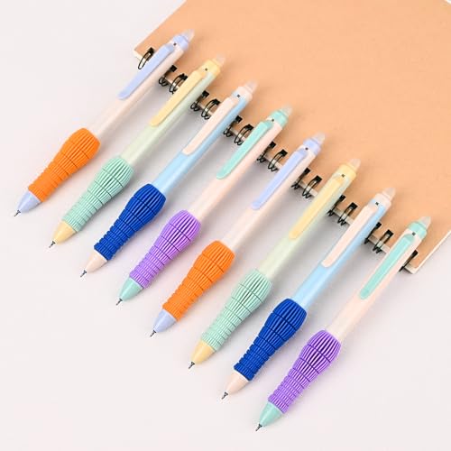 Temiary 8 Pcs Retractable Erasable Gel Pens & 10Pcs Extra Refills, Gel Ink Pen with Eraser, Fine Point 0.5mm Smooth Writing for Office School Supplies (Blue Ink)