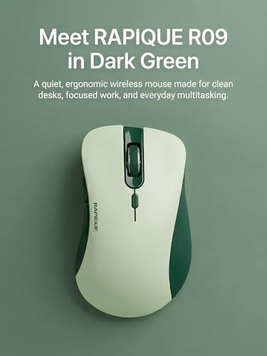 RAPIQUE Bluetooth Wireless Mouse, Dual Bluetooth & 2.4G USB Receiver, Quiet Clicks, Right-Hand Ergonomic 6 Button Mouse, Adjustable DPI, AA Battery, for Laptop, PC, Mac, Tablet - Avocado Green - color: Avocado Green