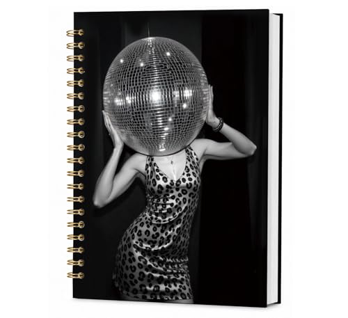 KDHTY Vintage Disco Ball Y2K Spiral Notebook for Women,Trendy Aesthetic Notebook for Teens Girls,College Ruled Notebook Journal for Writing,Back to School Supplies for Women Teen Girls,5.5x8.3 - style: preppy 1