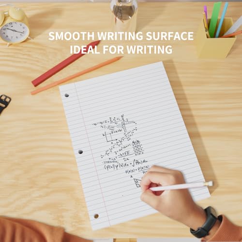 650 Sheets Loose Leaf Paper 8" x 10.5" Filler Paper College Ruled 3-Hole Punched Lined Paper Notebook Paper for 3-Ring Binders Notepad Writing Note Pads Ideal for Home, School, Office - color: White - 5 Pack