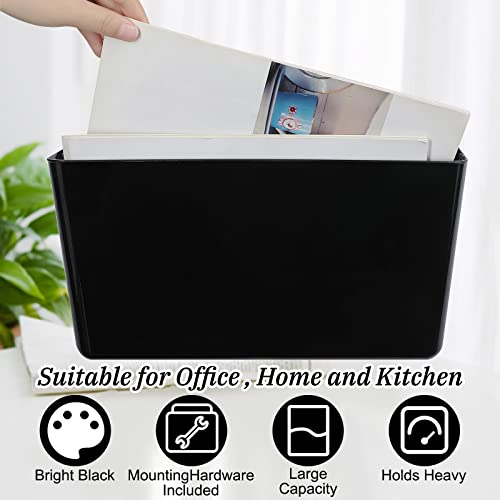 Colarr 8 Pcs Wall File Holder Organizer Plastic Wall Mount Mail Organizer with Screws Single Pocket Hanging Folder Paper Magazine Holder for Walls Office Home Classroom(Black) - color: Black