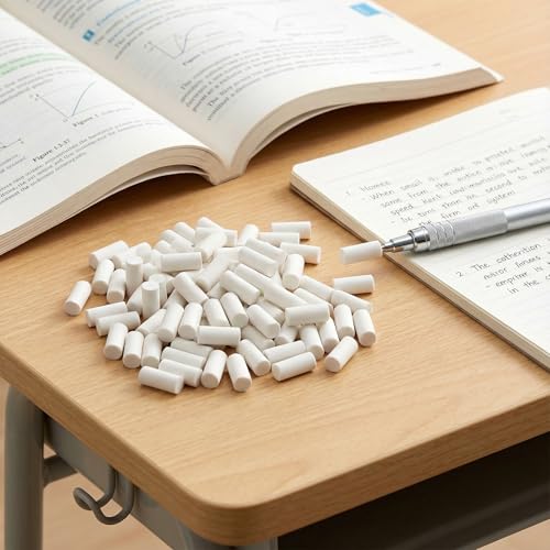 100 Pcs Mechanical Pencil Eraser Refills, White Refill Erasers for Propelling Pencils, Universal Traceless Eraser Replacement for Office Notebook Drafting - color: White,100pcs,11.6x4.5mm
