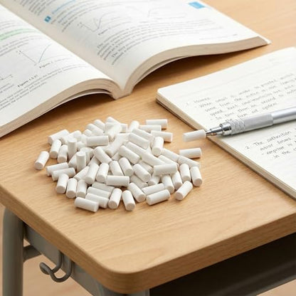 100 Pcs Mechanical Pencil Eraser Refills, White Refill Erasers for Propelling Pencils, Universal Traceless Eraser Replacement for Office Notebook Drafting - color: White,100pcs,11.6x4.5mm