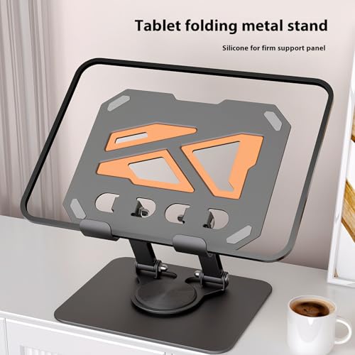 360° Swivel Tablet Stand for iPad, Adjustable Height & Angle Ergonomic Holder, Foldable Portable Desktop Mount for 4-12.9 inch Tablets & Phones, Non-Slip Base with Heat Vent - color: white