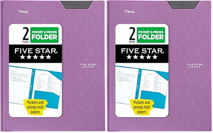 Five Star Folder, 2-Pocket, Prong Fasteners | Amethyst Purple | Pack of 2 | Stay-Put Design - color: Purple, size: 1 Count (Pack of 2)