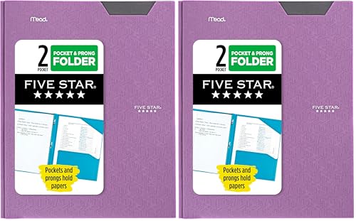 Five Star Folder, 2-Pocket, Prong Fasteners | Amethyst Purple | Pack of 2 | Stay-Put Design - color: Purple, size: 1 Count (Pack of 2)