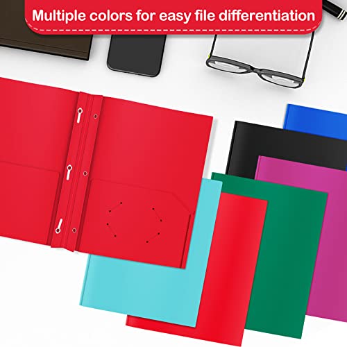 Heavy Duty Plastic Folder, 60 Pack, Pocket Folder with brads, Letter Size Poly File, Plastic Folders with 3 Prongs Fasteners - Red - color: Red, size: 60 PACK