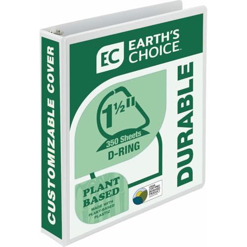 Samsill Plant-Based 1.5 Inch Durable D-Ring, View Binder, Eco-Friendly, USDA Certified Biobased, White - color: White, size: 1.5-Inch, style: Single