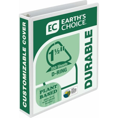 Samsill Plant-Based 1.5 Inch Durable D-Ring, View Binder, Eco-Friendly, USDA Certified Biobased, White - color: White, size: 1.5-Inch, style: Single