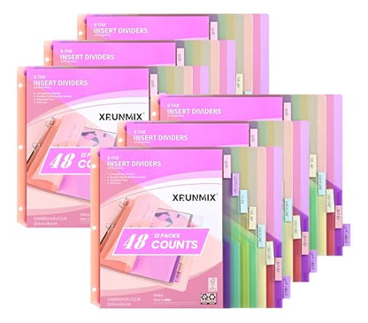 48 Counts 8-Tab Binder Dividers, Index Pockets for 3 Ring Binders, 8 Pastel Colors, US Letter Size (6)
