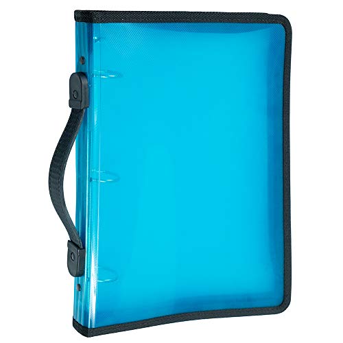 JAM PAPER Plastic Zipper 1 inch Binder - Blue 3 Ring Binder - Sold Individually - color: Blue