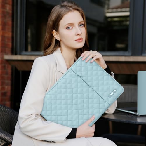MOSISO Laptop Case 15 inch, 15 inch Laptop Sleeve Compatible with MacBook Air M4 M3 M2 2025 2024 2023, Dell XPS Plus, Square Quilted Vertical Computer Bag with Pocket&Small Case, Ice Blue - color: Ice Blue, size: 15 inch