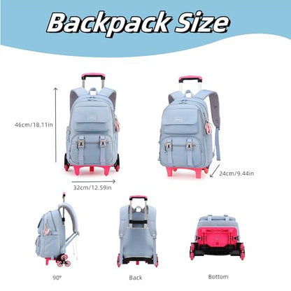 ZHANAO Rolling Backpack Luggage BookBag with Wheels Trolley Bag Wheeled Travel Backpack for Girls & Boys Trolley Bag - color: Purple, size: 6-wheel