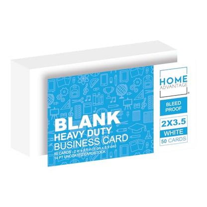 Home Advantage 2x3.5 Blank Index Cards - Our 50 Pack of Blank Note Cards Use Heavy Duty Cardstock to Make Them Bleed Proof - These Plain Index Cards Make Great Blank Business Cards & Blank Flashcards - size: 2x3.5
