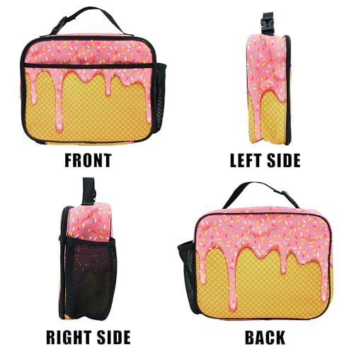 Ice Cream Lunch Bag Insulated Reusable Lunch Box Kids Girls Boys Cooler Thermal Tote Bag For Men Women School Work Picnic - color: Ice Cream