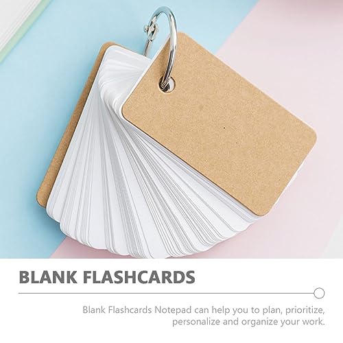Veemoon 8Pcs Portable Blank Flashcards with Binder Rings Memo Notepad for DIY Writing for Students Travel Journals Creative Ideas and Organization - size: 7X4CM
