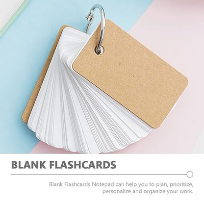 Veemoon 8Pcs Portable Blank Flashcards with Binder Rings Memo Notepad for DIY Writing for Students Travel Journals Creative Ideas and Organization - size: 7X4CM