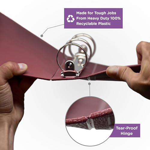 Carstens 3-Inch Heavy Duty 3-Ring Binder - Side Opening, Wine, Durable Plastic, Precision No-Gap Rings, Waterproof Cover, No Pockets, Holds 400 US Letter Sheets, BPA-Free, Made in USA (1743-3R) - color: Burgundy, size: Individual
