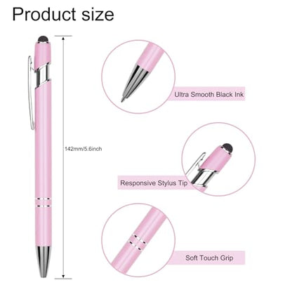 Ballpoint Pen Metal Soft Stylus Pen for Touch Screens，Retractable Tactile Turn Pen，Bulk Pens for Gifts Office Essentials，Medium Point，Black Ink (5 Pink) - color: 5 Pink