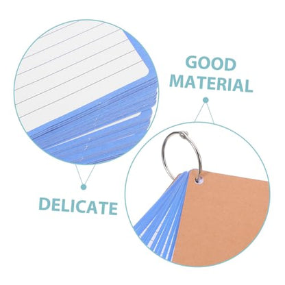 NUOBESTY 6pcs Flashcards Rings Index Cards Notecards for School Study Office Ring Binder Blank Flash Cards College Supplies
