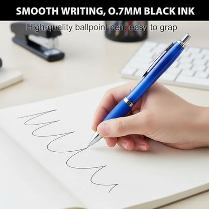 100-Pack Promotional Pens with Custom Text - Clear Plastic Pens - color: Blue