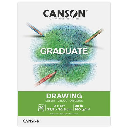 Canson Graduate Drawing Pad, Foldover, 9x12 inch, 30 Sheets | Artist Paper for Adults and Students - Drawing, Sketching and Art Journaling - color: White Paper, size: 9x12 inch