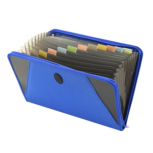 C-Line Expanding File with Zipper Closure, 13-Pocket, Tabbed Dividers, Blue (48105), letter - size: letter